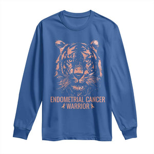 Endometrial Cancer Warrior Tiger Long Sleeve Shirt Strength Courage Hope TS12 Royal Blue Print Your Wear