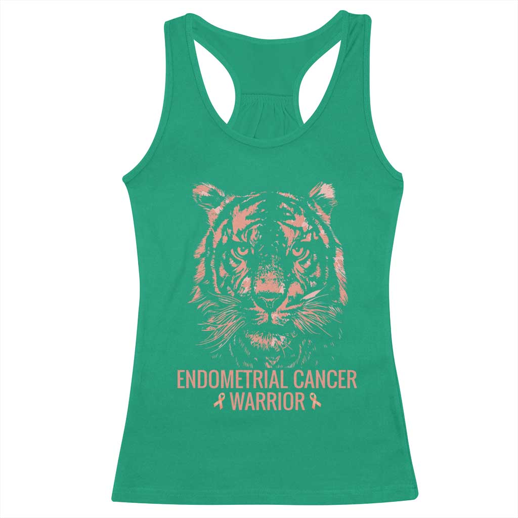 Endometrial Cancer Warrior Tiger Racerback Tank Top Strength Courage Hope TS12 Irish Green Print Your Wear