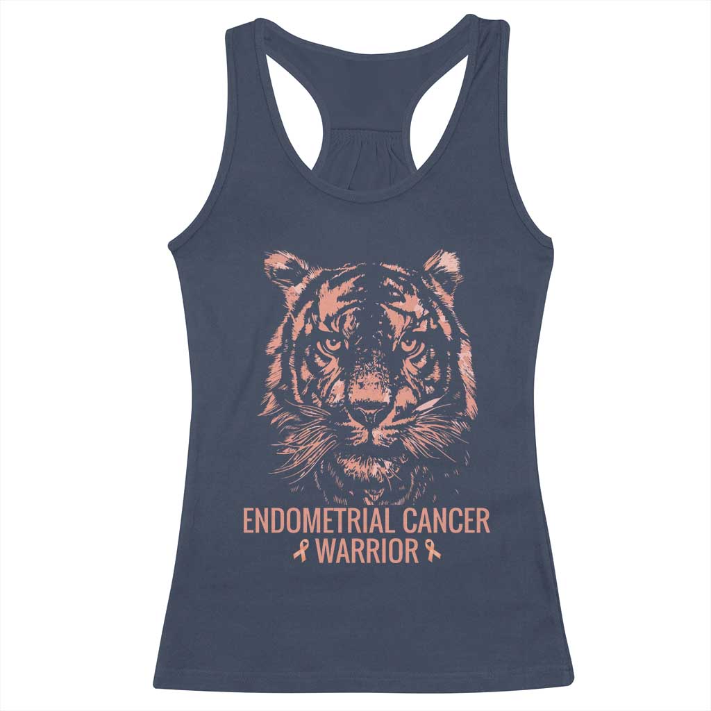 Endometrial Cancer Warrior Tiger Racerback Tank Top Strength Courage Hope TS12 Navy Print Your Wear