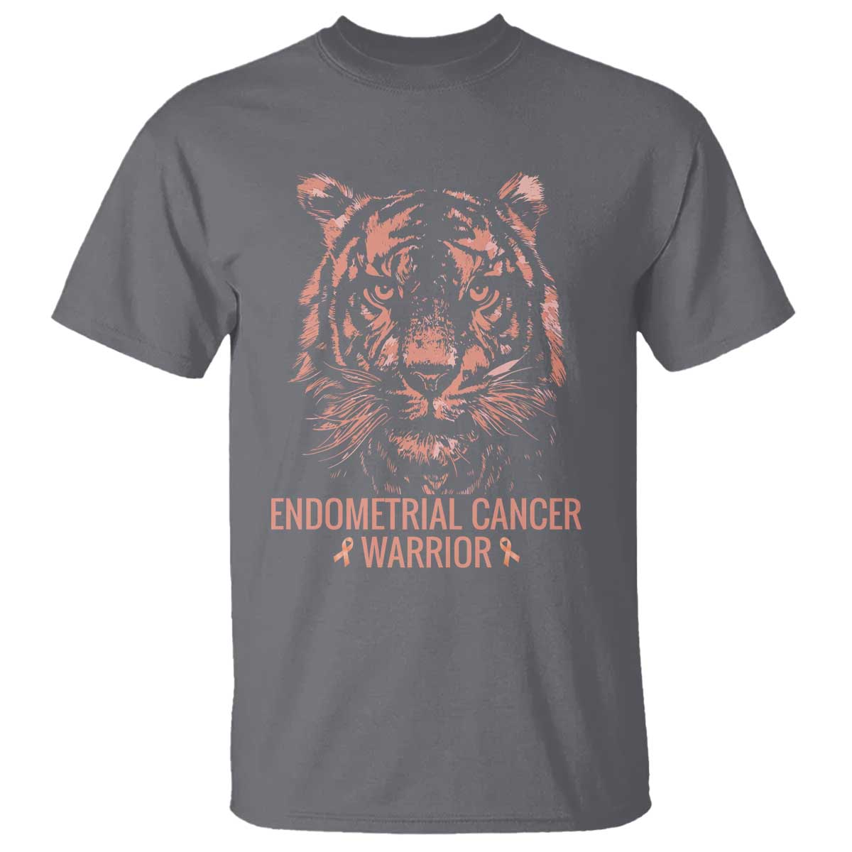 Endometrial Cancer Warrior Tiger T Shirt Strength Courage Hope TS12 Charcoal Print Your Wear
