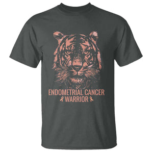 Endometrial Cancer Warrior Tiger T Shirt Strength Courage Hope TS12 Dark Heather Print Your Wear