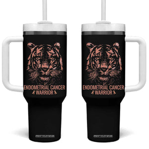Endometrial Cancer Warrior Tiger Tumbler With Handle Strength Courage Hope TS12 One Size: 40 oz Black Print Your Wear