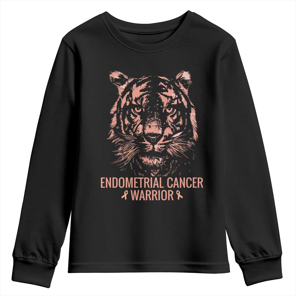 Endometrial Cancer Warrior Tiger Youth Sweatshirt Strength Courage Hope TS12 Black Print Your Wear