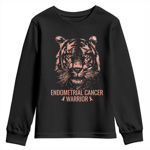 Endometrial Cancer Warrior Tiger Youth Sweatshirt Strength Courage Hope TS12 Black Print Your Wear