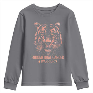 Endometrial Cancer Warrior Tiger Youth Sweatshirt Strength Courage Hope TS12 Charcoal Print Your Wear