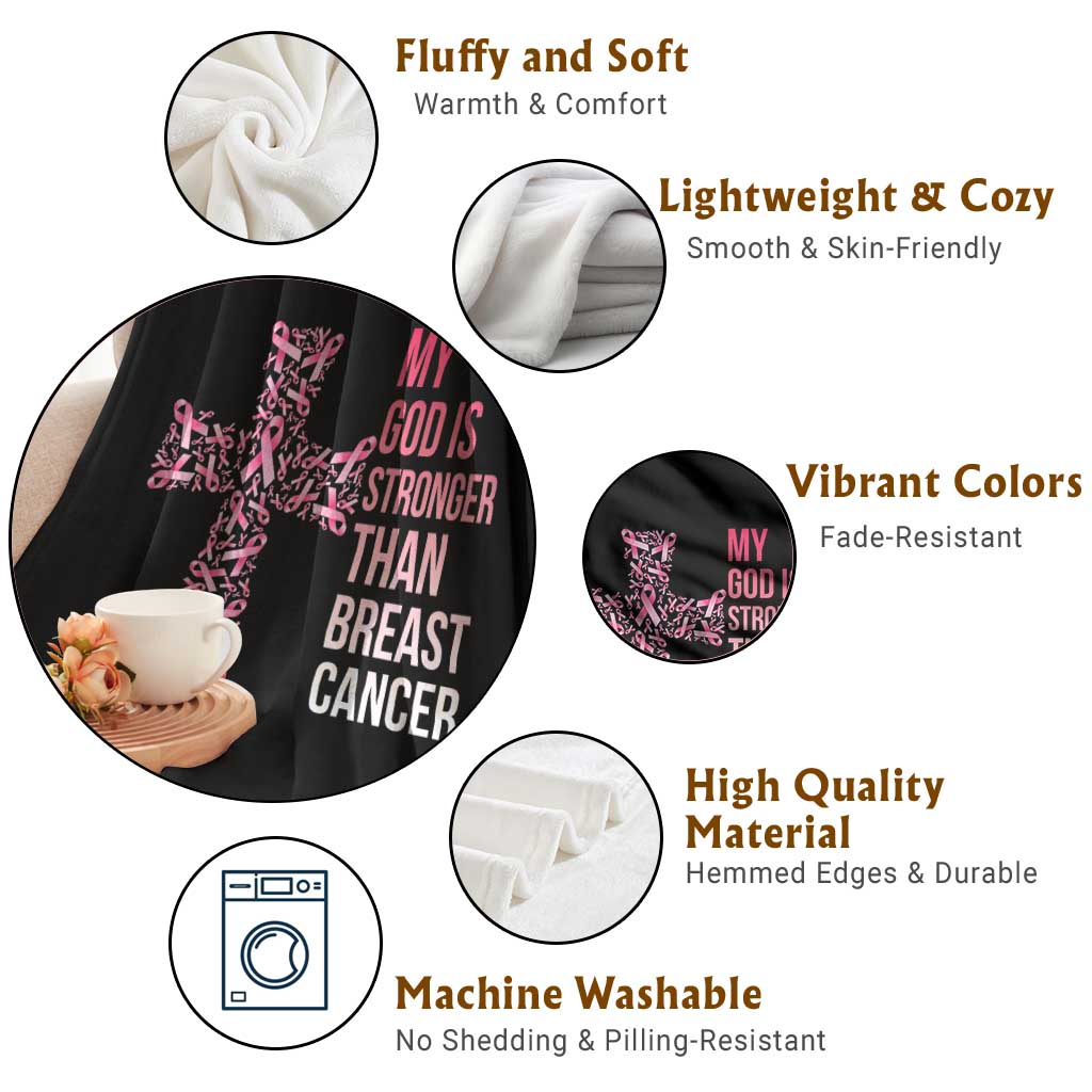 My God Is Stronger Than Breast Cancer Survivor Hope Gift Throw Blanket TS12 Print Your Wear