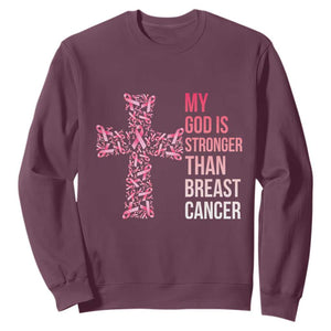 My God Is Stronger Than Breast Cancer Survivor Hope Gift Sweatshirt TS12 Maroon Print Your Wear