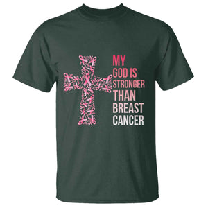 My God Is Stronger Than Breast Cancer Survivor Hope Gift T Shirt TS12 Dark Forest Green Print Your Wear