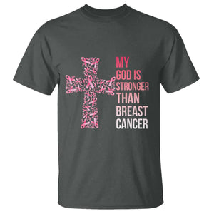 My God Is Stronger Than Breast Cancer Survivor Hope Gift T Shirt TS12 Dark Heather Print Your Wear