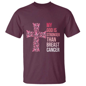 My God Is Stronger Than Breast Cancer Survivor Hope Gift T Shirt TS12 Maroon Print Your Wear