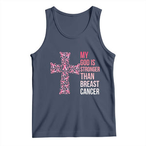 My God Is Stronger Than Breast Cancer Survivor Hope Gift Tank Top TS12 Navy Print Your Wear