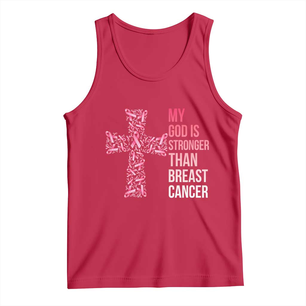 My God Is Stronger Than Breast Cancer Survivor Hope Gift Tank Top TS12 Red Print Your Wear