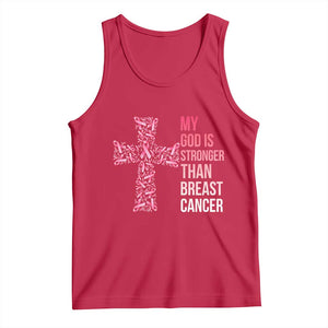 My God Is Stronger Than Breast Cancer Survivor Hope Gift Tank Top TS12 Red Print Your Wear