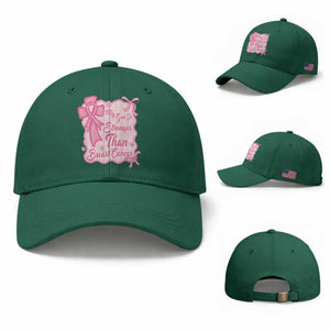 My God Is Stronger Than Breast Cancer Baseball Cap Christian Support Gift TS12 Baseball Cap Universal Fit Irish Green Print Your Wear