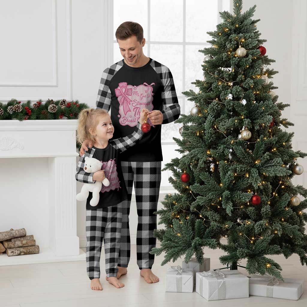 My God Is Stronger Than Breast Cancer Plaid Pajama Set Christian Support Gift TS12 White Plaid Print Your Wear