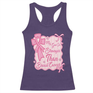 My God Is Stronger Than Breast Cancer Racerback Tank Top Christian Support Gift TS12 Purple Print Your Wear