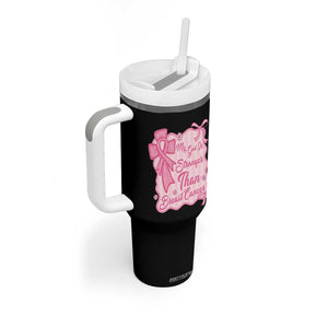 My God Is Stronger Than Breast Cancer Tumbler With Handle Christian Support Gift TS12 Print Your Wear