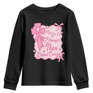 My God Is Stronger Than Breast Cancer Youth Sweatshirt Christian Support Gift TS12 Black Print Your Wear