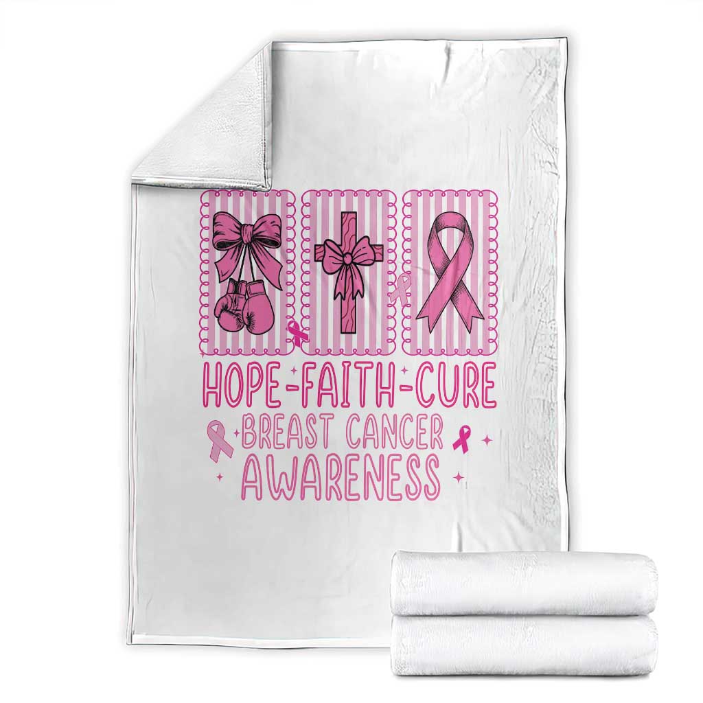 Hope Faith Cure Breast Cancer Awareness Throw Blanket Pink Ribbon Survivor Support Gift TS12 White Print Your Wear