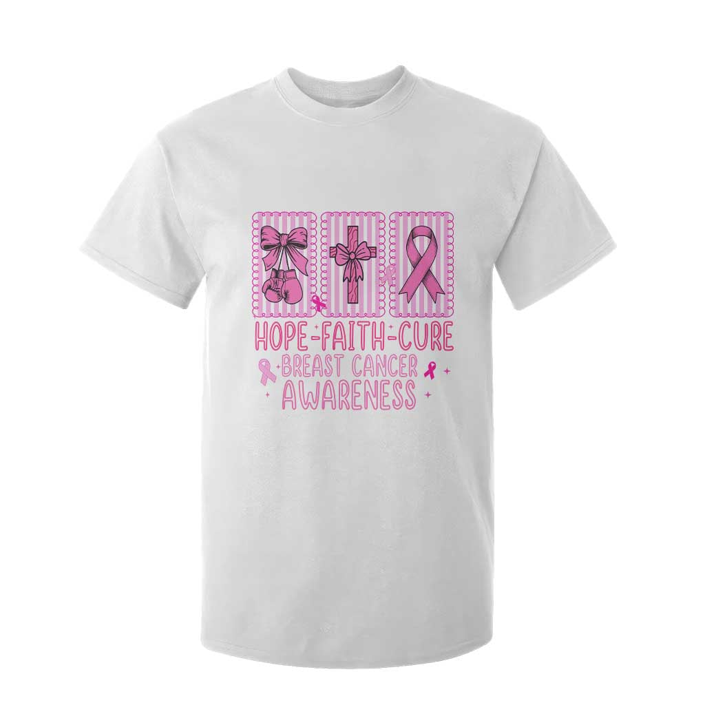 Hope Faith Cure Breast Cancer Awareness T Shirt For Kid Pink Ribbon Survivor Support Gift TS12 White Print Your Wear
