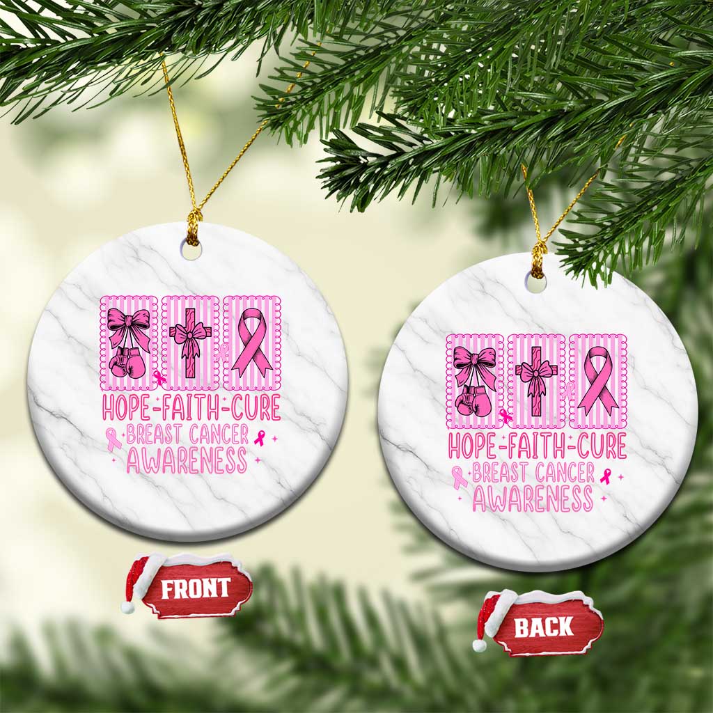 Hope Faith Cure Breast Cancer Awareness Ceramic Ornament Pink Ribbon Survivor Support Gift TS12 1pc White Marble Print Your Wear
