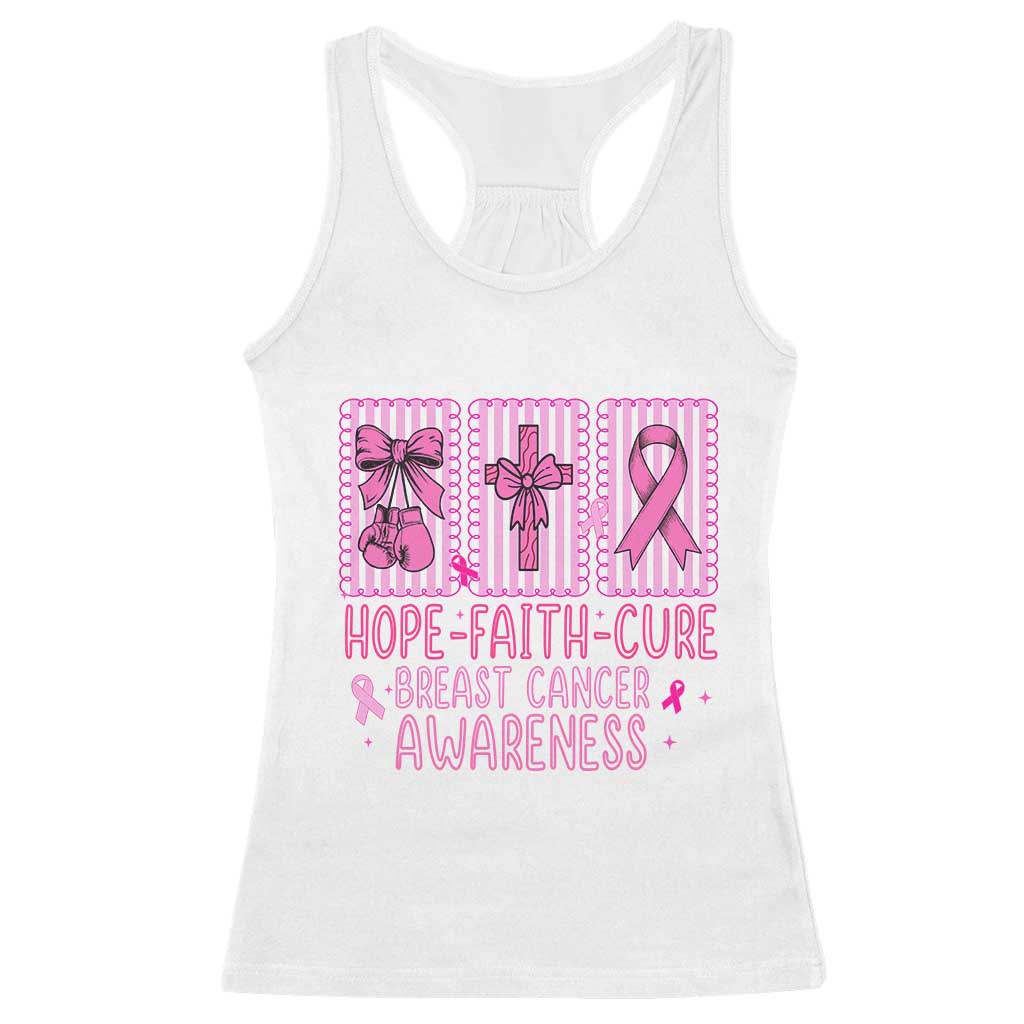 Hope Faith Cure Breast Cancer Awareness Racerback Tank Top Pink Ribbon Survivor Support Gift TS12 White Print Your Wear