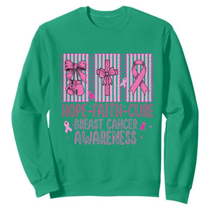 Hope Faith Cure Breast Cancer Awareness Sweatshirt Pink Ribbon Survivor Support Gift TS12 Irish Green Print Your Wear
