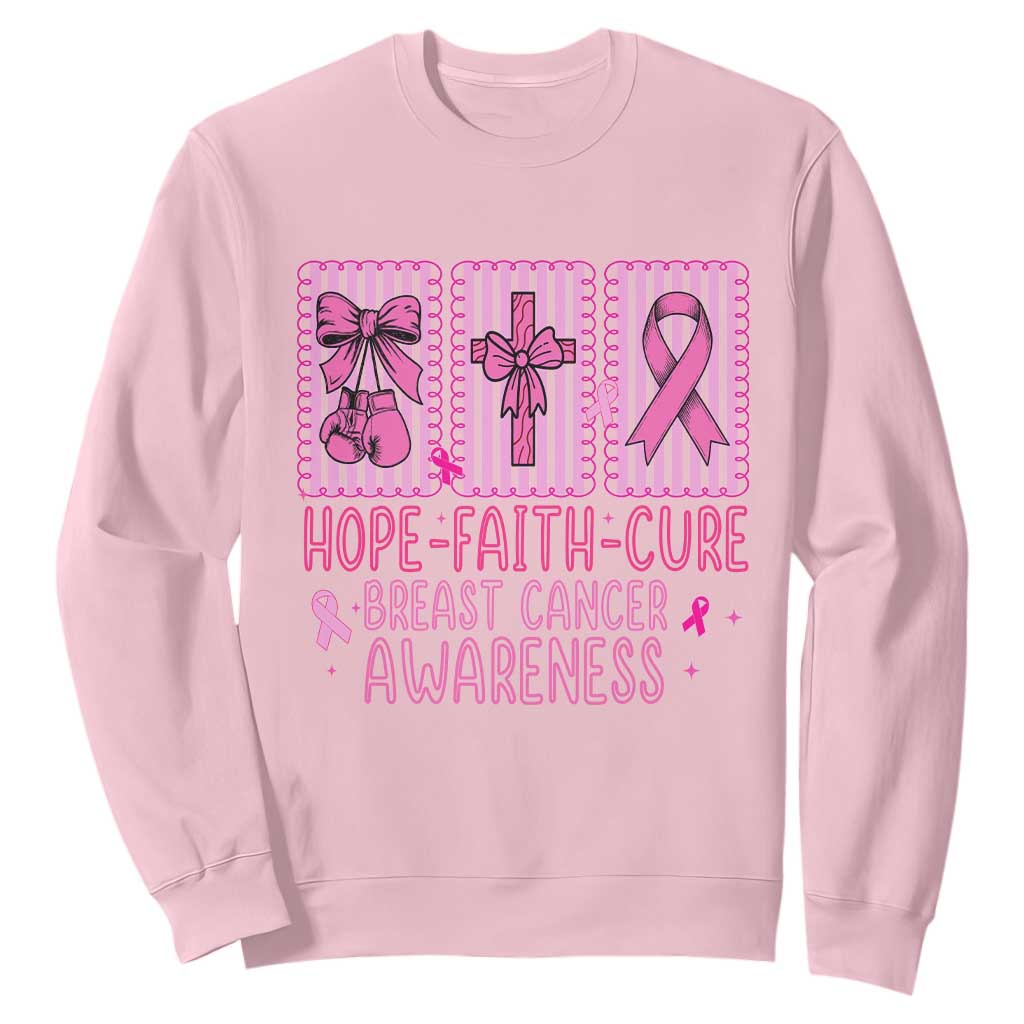 Hope Faith Cure Breast Cancer Awareness Sweatshirt Pink Ribbon Survivor Support Gift TS12 Light Pink Print Your Wear
