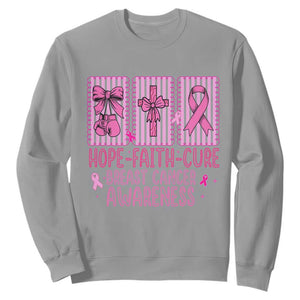 Hope Faith Cure Breast Cancer Awareness Sweatshirt Pink Ribbon Survivor Support Gift TS12 Sport Gray Print Your Wear