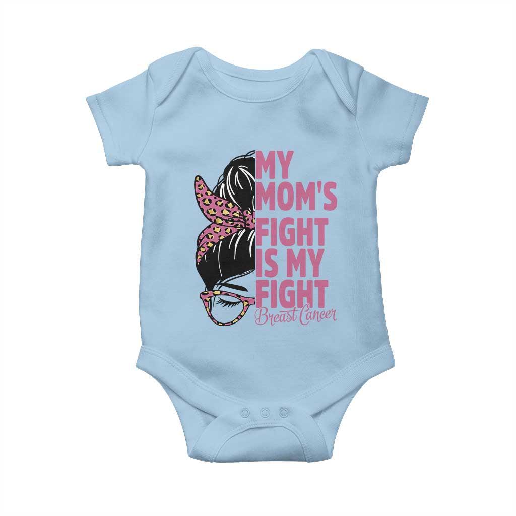 Breast Cancer Support Baby Onesie My Moms Fight My Fight TS12 Light Blue Print Your Wear