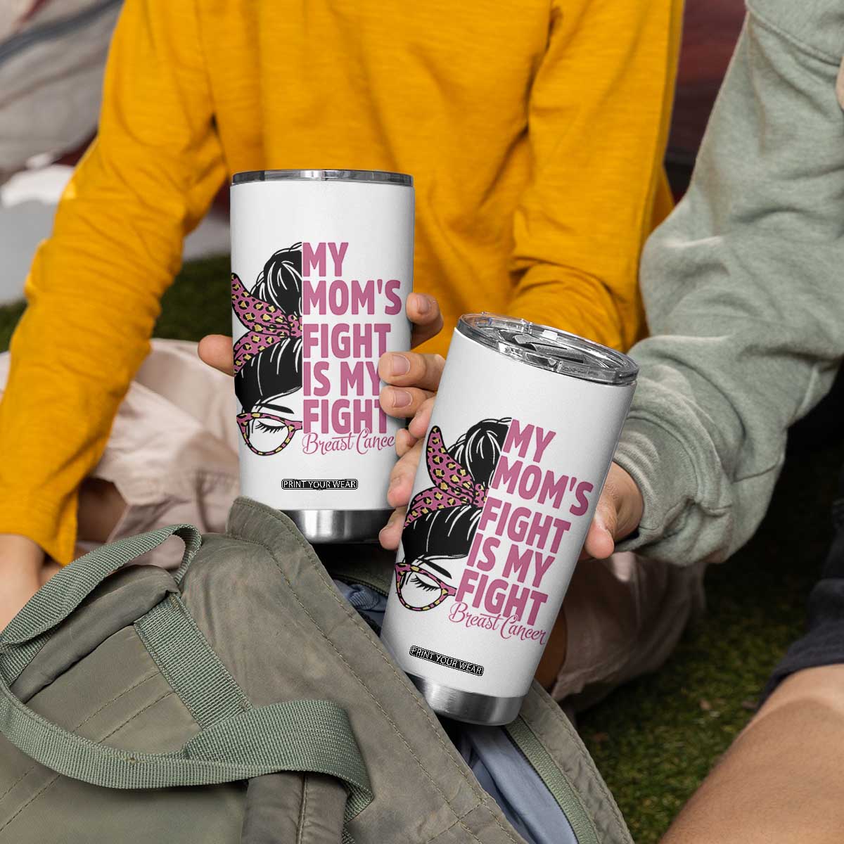 Breast Cancer Support Tumbler Cup My Moms Fight My Fight TS12 Print Your Wear