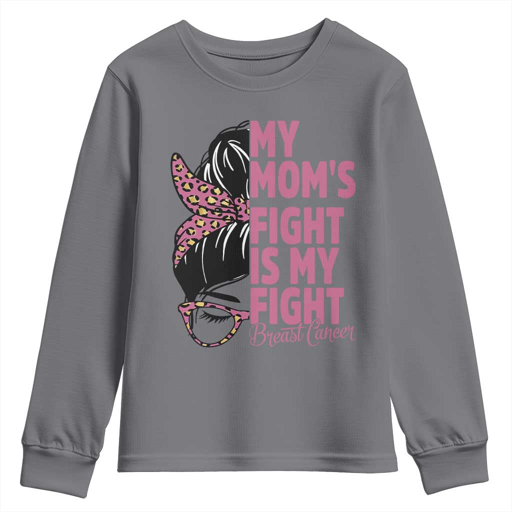 Breast Cancer Support Youth Sweatshirt My Moms Fight My Fight TS12 Charcoal Print Your Wear