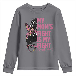 Breast Cancer Support Youth Sweatshirt My Moms Fight My Fight TS12 Charcoal Print Your Wear