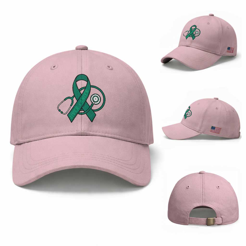 Liver Cancer Strong Nurse Warrior Baseball Cap Stethoscope Healthcare Support Gift TS12 Baseball Cap Universal Fit Light Pink Print Your Wear