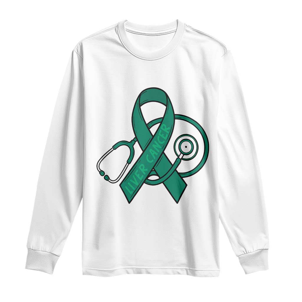 Liver Cancer Strong Nurse Warrior Long Sleeve Shirt Stethoscope Healthcare Support Gift TS12 White Print Your Wear