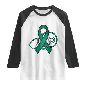 Liver Cancer Strong Nurse Warrior Raglan Shirt Stethoscope Healthcare Support Gift TS12 White Black Print Your Wear