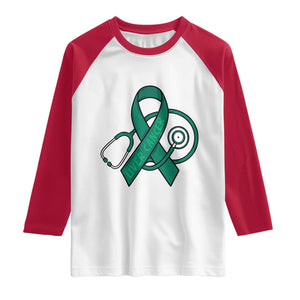 Liver Cancer Strong Nurse Warrior Raglan Shirt Stethoscope Healthcare Support Gift TS12 White Red Print Your Wear