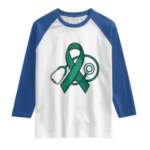 Liver Cancer Strong Nurse Warrior Raglan Shirt Stethoscope Healthcare Support Gift TS12 White Royal Print Your Wear