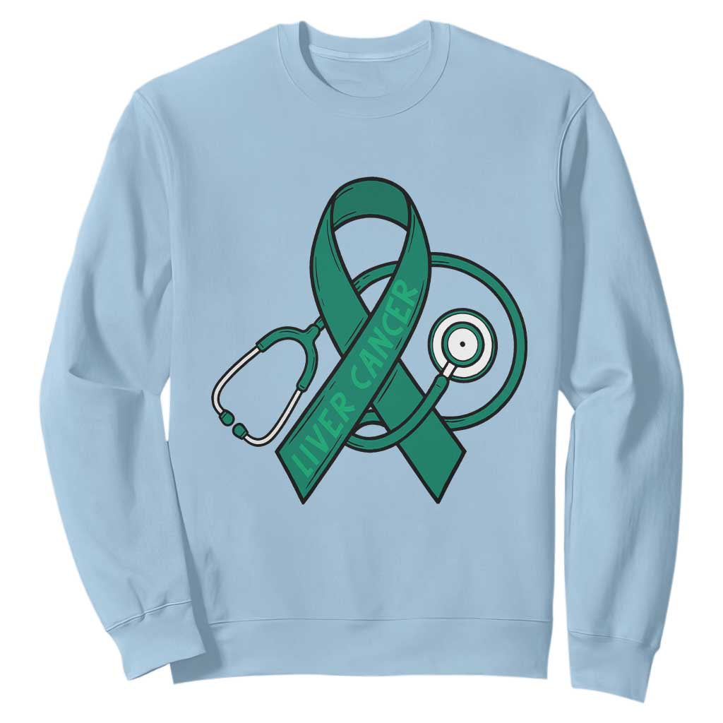Liver Cancer Strong Nurse Warrior Sweatshirt Stethoscope Healthcare Support Gift TS12 Light Blue Print Your Wear
