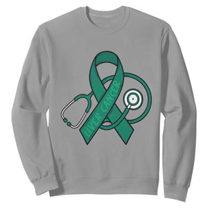 Liver Cancer Strong Nurse Warrior Sweatshirt Stethoscope Healthcare Support Gift TS12 Sport Gray Print Your Wear