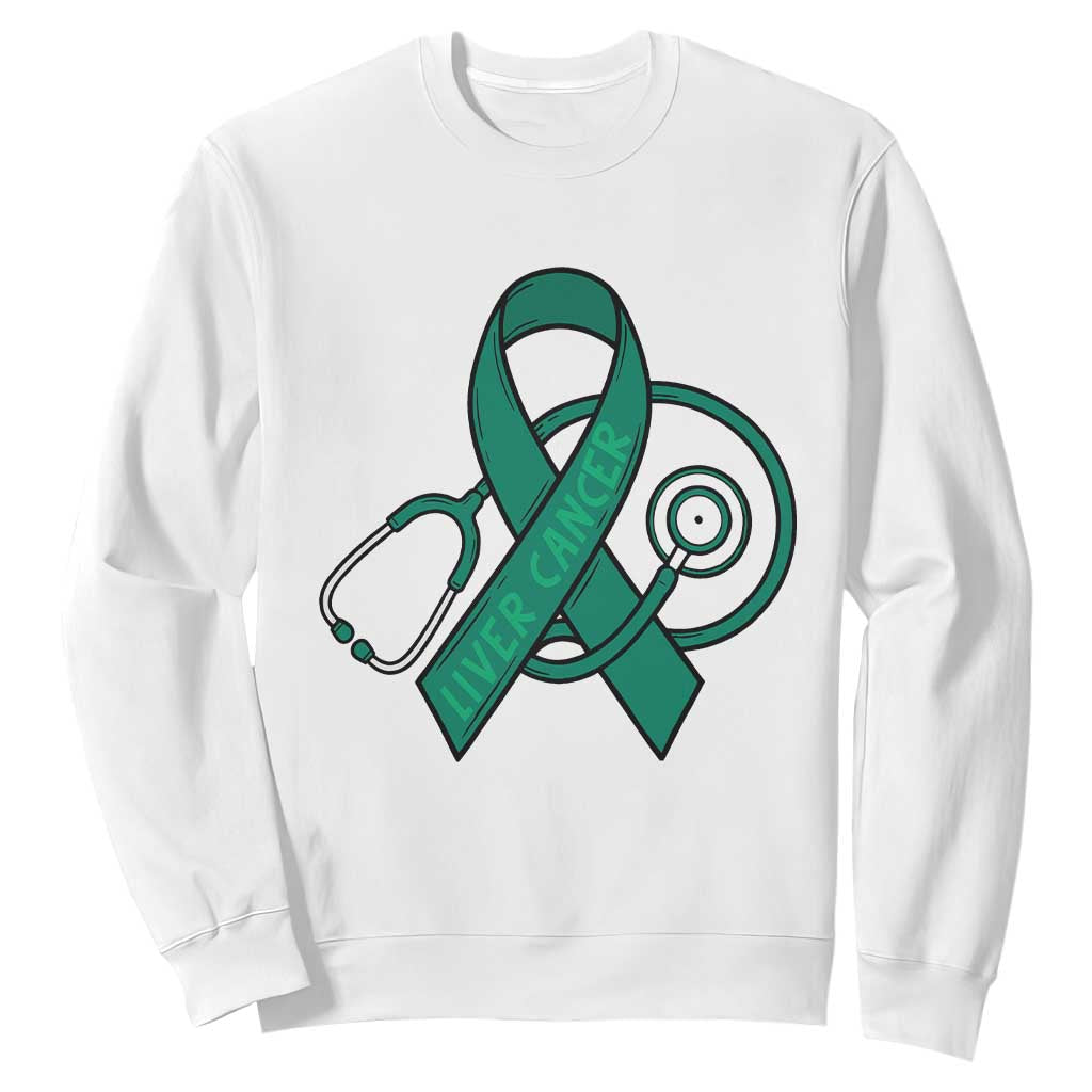 Liver Cancer Strong Nurse Warrior Sweatshirt Stethoscope Healthcare Support Gift TS12 White Print Your Wear