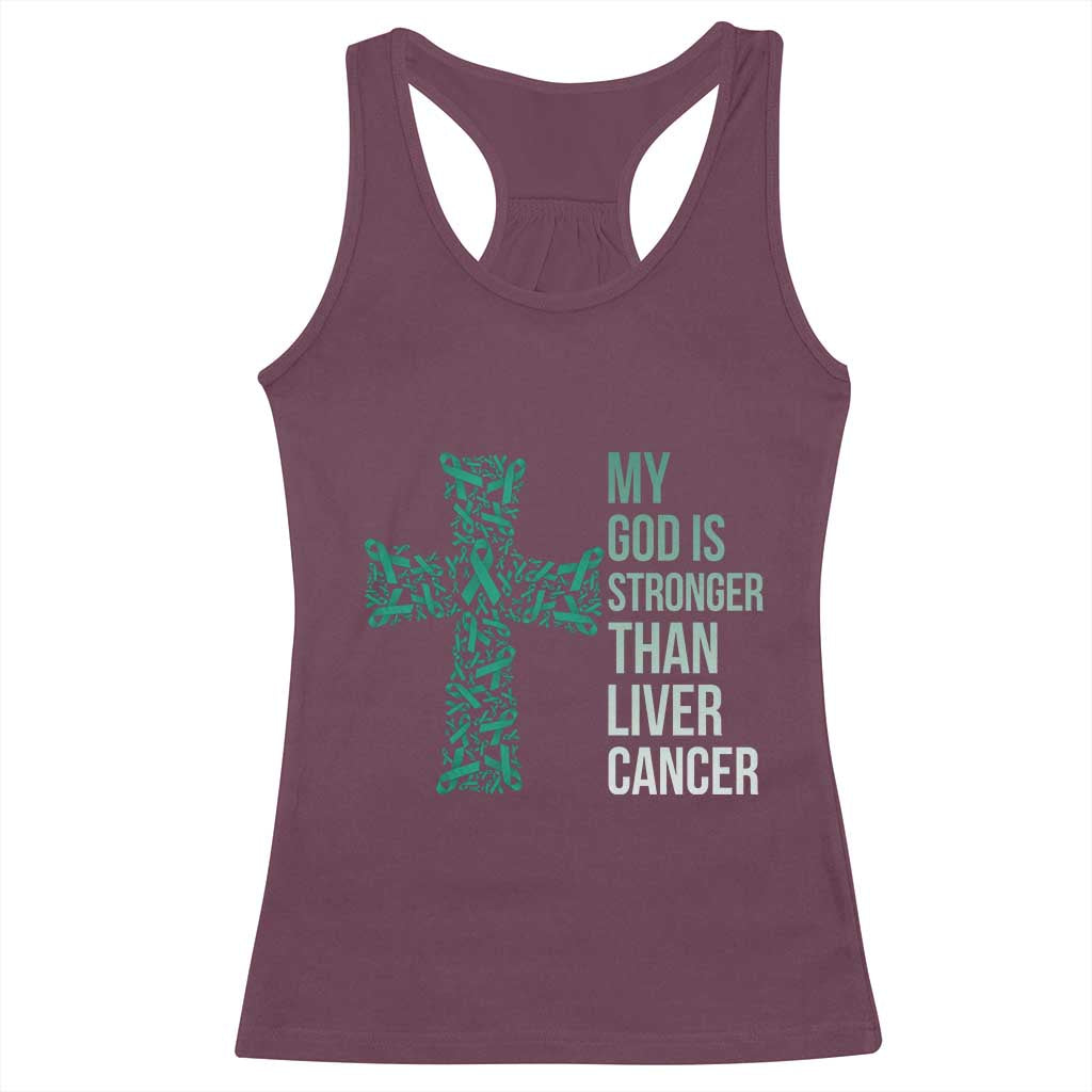 My God Is Stronger Than Liver Cancer Racerback Tank Top Faith Hope Support Gift TS12 Maroon Print Your Wear