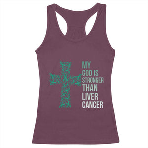 My God Is Stronger Than Liver Cancer Racerback Tank Top Faith Hope Support Gift TS12 Maroon Print Your Wear
