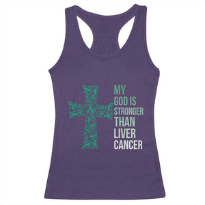 My God Is Stronger Than Liver Cancer Racerback Tank Top Faith Hope Support Gift TS12 Purple Print Your Wear