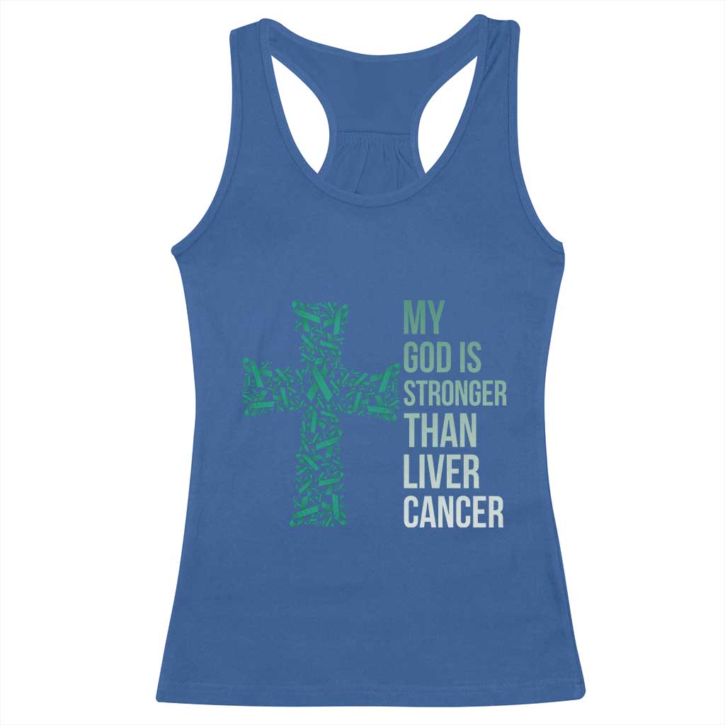 My God Is Stronger Than Liver Cancer Racerback Tank Top Faith Hope Support Gift TS12 Royal Blue Print Your Wear