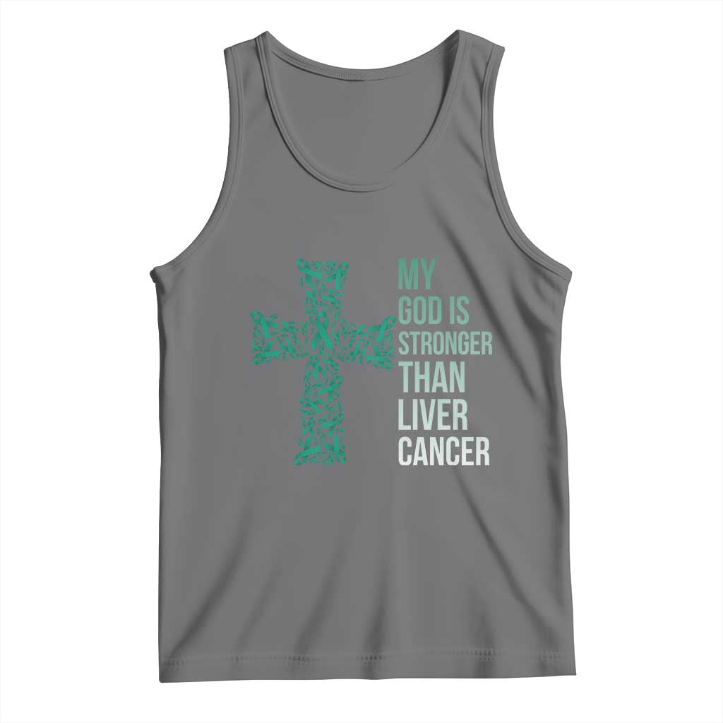 My God Is Stronger Than Liver Cancer Tank Top Faith Hope Support Gift TS12 Black Heather Print Your Wear