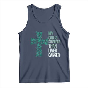 My God Is Stronger Than Liver Cancer Tank Top Faith Hope Support Gift TS12 Navy Print Your Wear