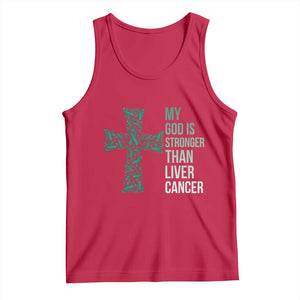 My God Is Stronger Than Liver Cancer Tank Top Faith Hope Support Gift TS12 Red Print Your Wear