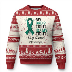 Liver Cancer Support Warrior Gift Ugly Christmas Sweater My Dad Fight My Fight TS12 Beige Red Print Your Wear