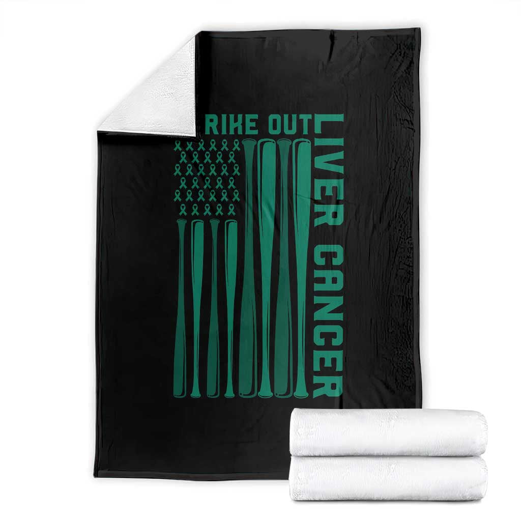 Strike Out Liver Cancer Baseball Throw Blanket American Flag Support Gift TS12 Black Print Your Wear